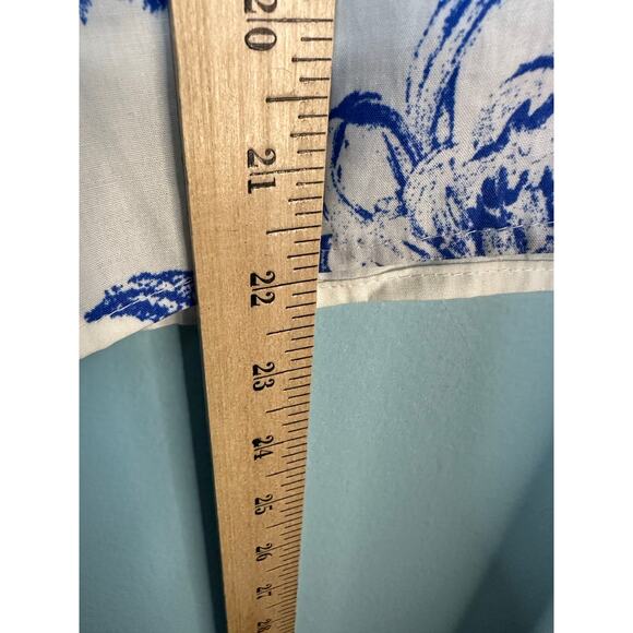 Flying Tomato wrap blouse  blue and white floral print puff sleeves size Large - Picture 9 of 9